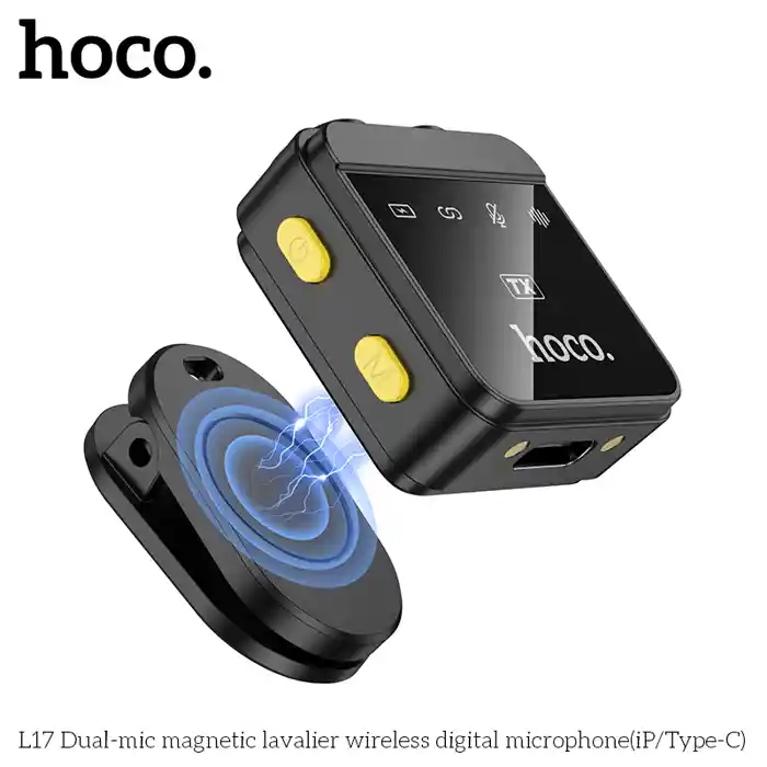 Hoco L17 Dual-Mic Magnetic Lavalier Wireless Digital Microphone (Type-C/iphone)